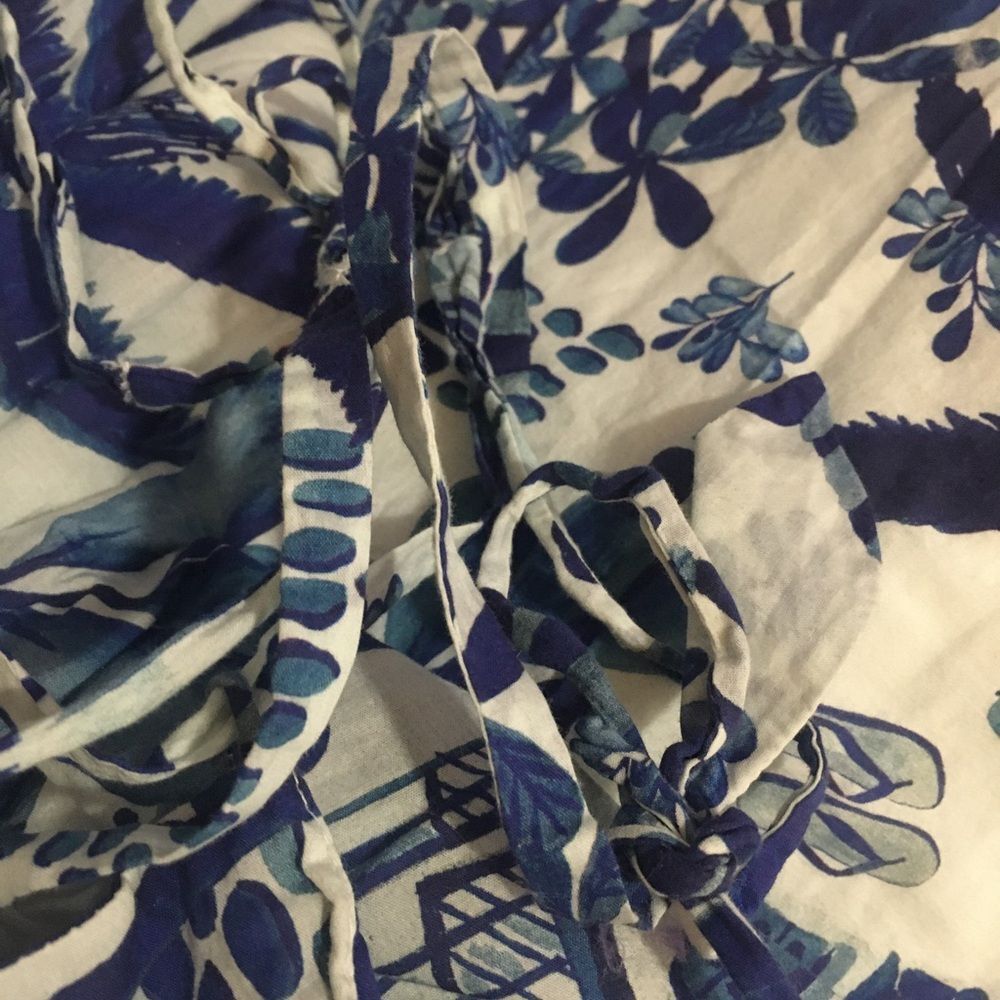 FARM RIO Sweet Rio MEDIUM Maxi Dress open back tie up blue white floral tropical - Picture 6 of 10
